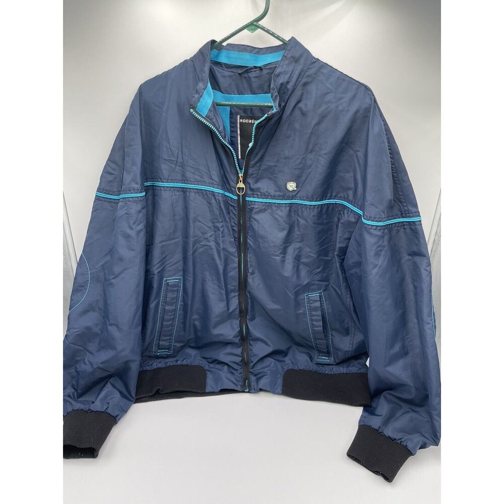 Rocawear Men's Vintage Y2K Navy Zip-Up Windbreaker Jacket XL